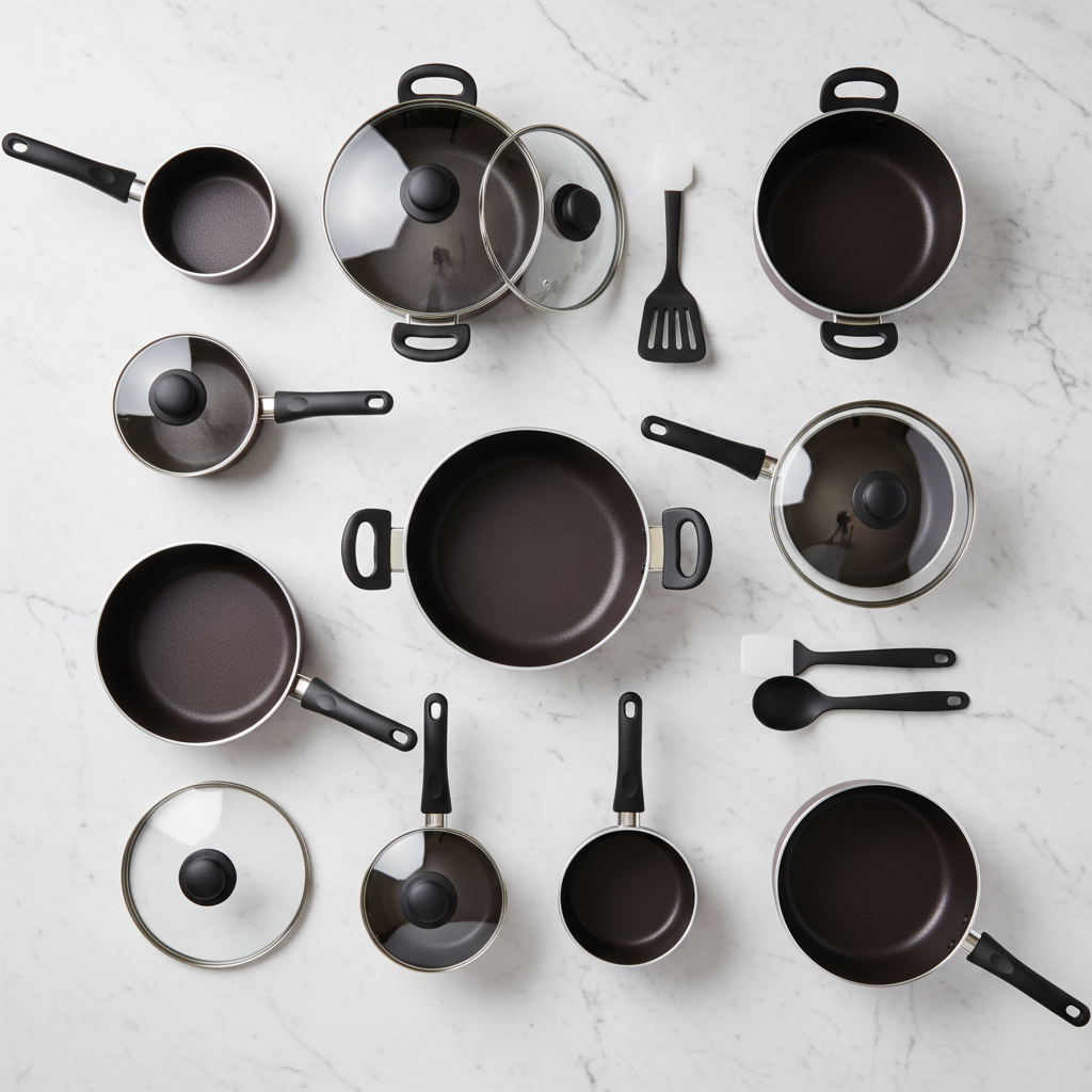 CAROTE 31pc Dark Brown Nonstick Bakelite Handle Cookware Set