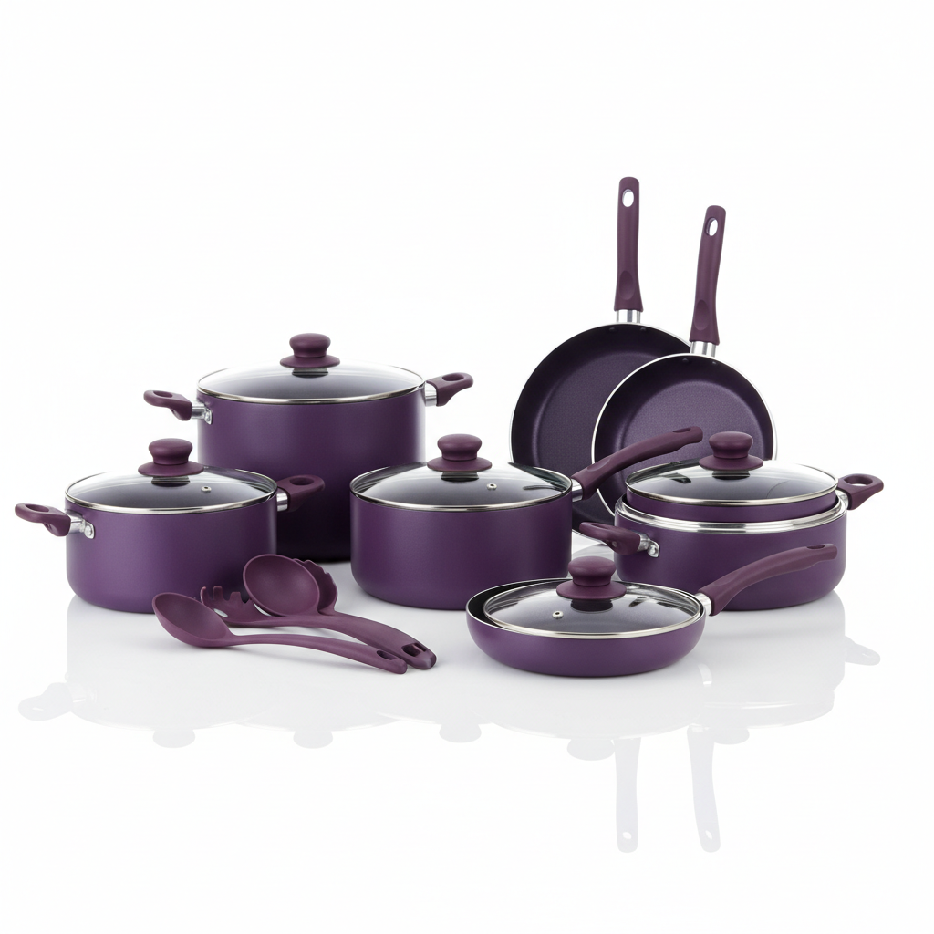 CAROTE 31pc Purple Nonstick Bakelite Handle Cookware Set