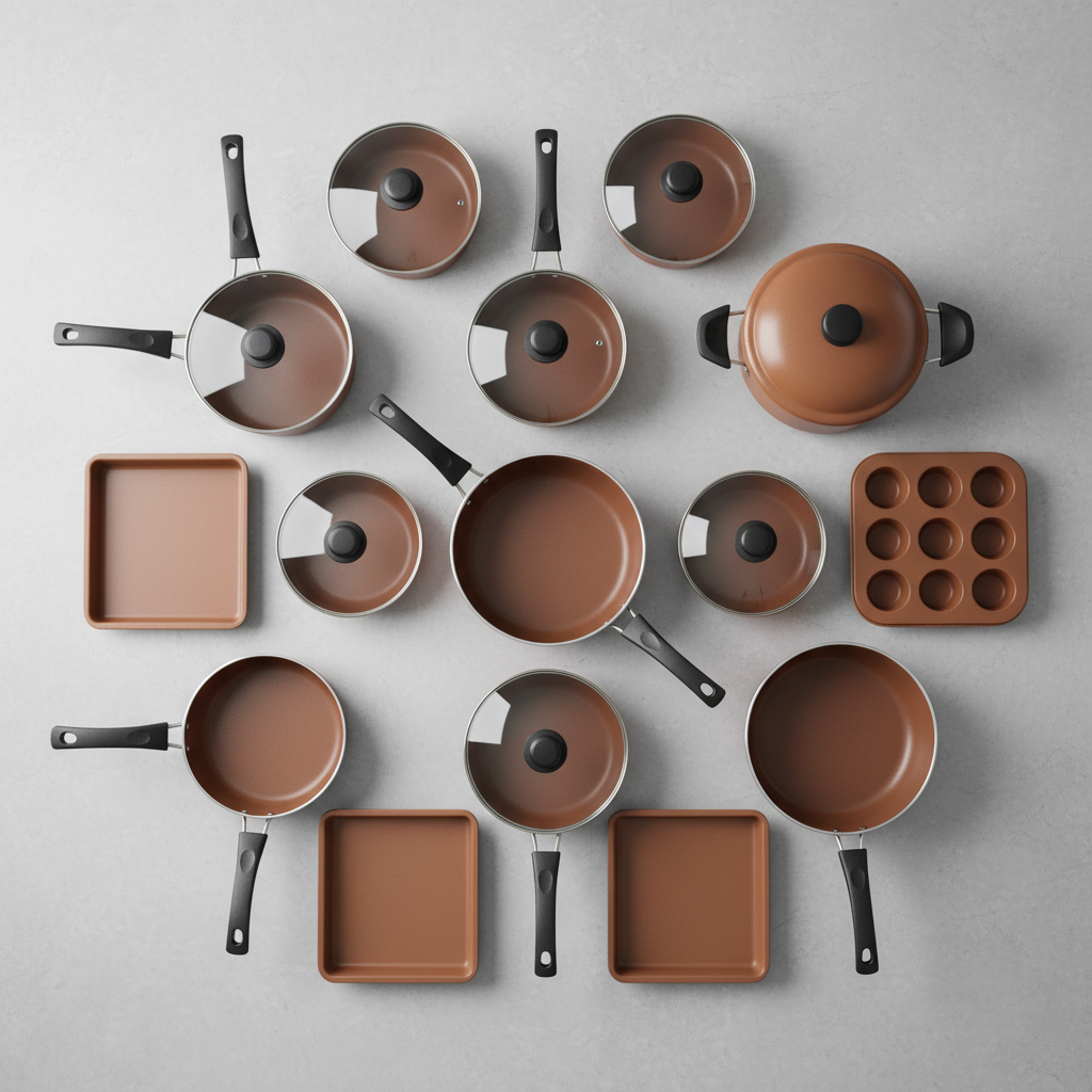CAROTE 39pc Brown Nonstick Bakelite Handle Cookware Set