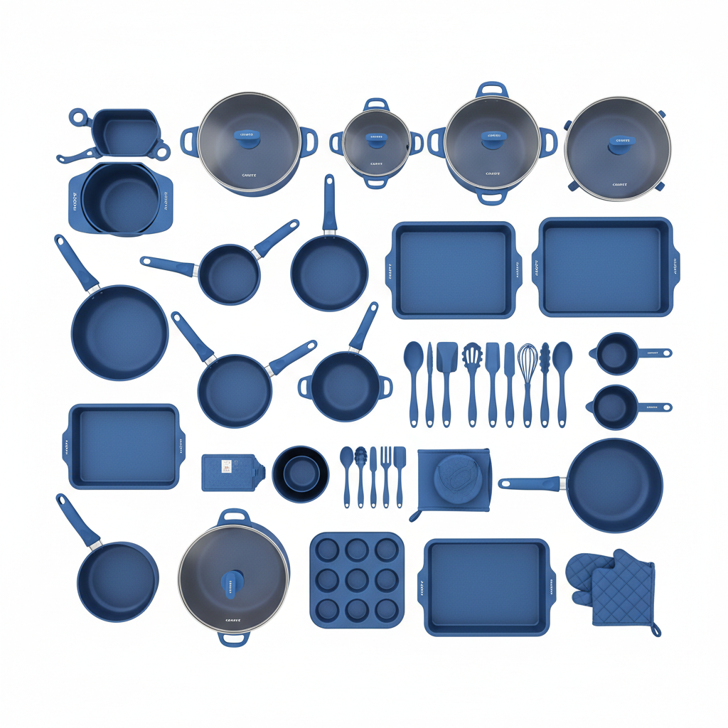 CAROTE Blue Cookware Flat Lay