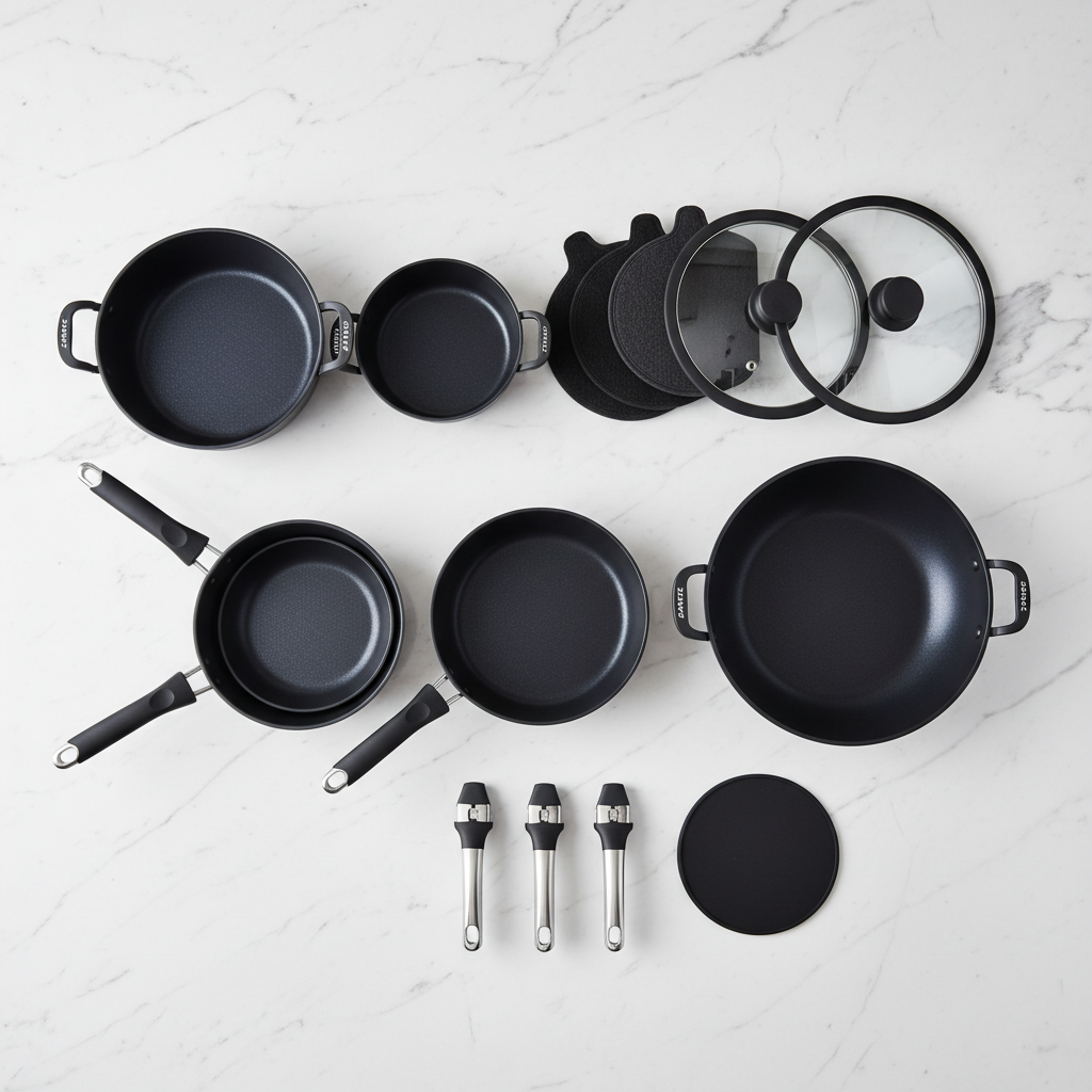 CAROTE Nonstick Detachable Removable Handle Cookware Set with Induction