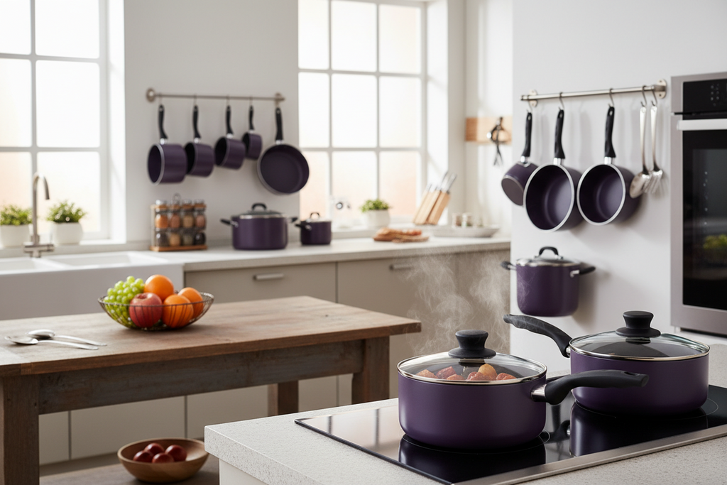 CAROTE 31pc Purple Nonstick Bakelite Handle Cookware Set