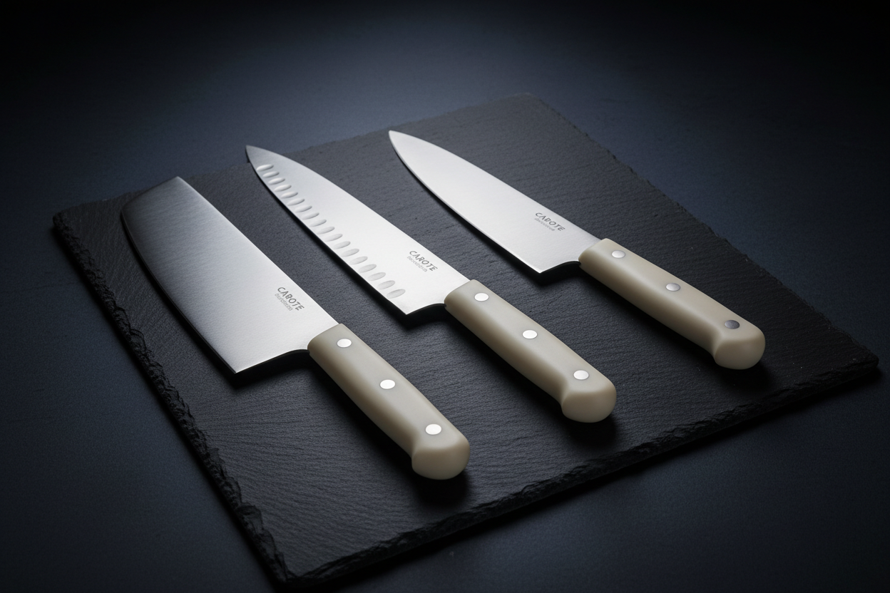 CAROTE stainless steel knife blades detail shot