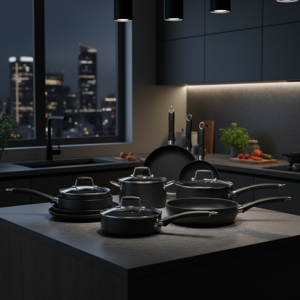 CAROTE Black Cookware Set - Lifestyle Kitchen Shot