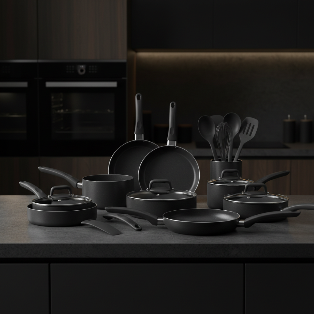 CAROTE 38pc Black Cookware Set - Lifestyle Kitchen Shot