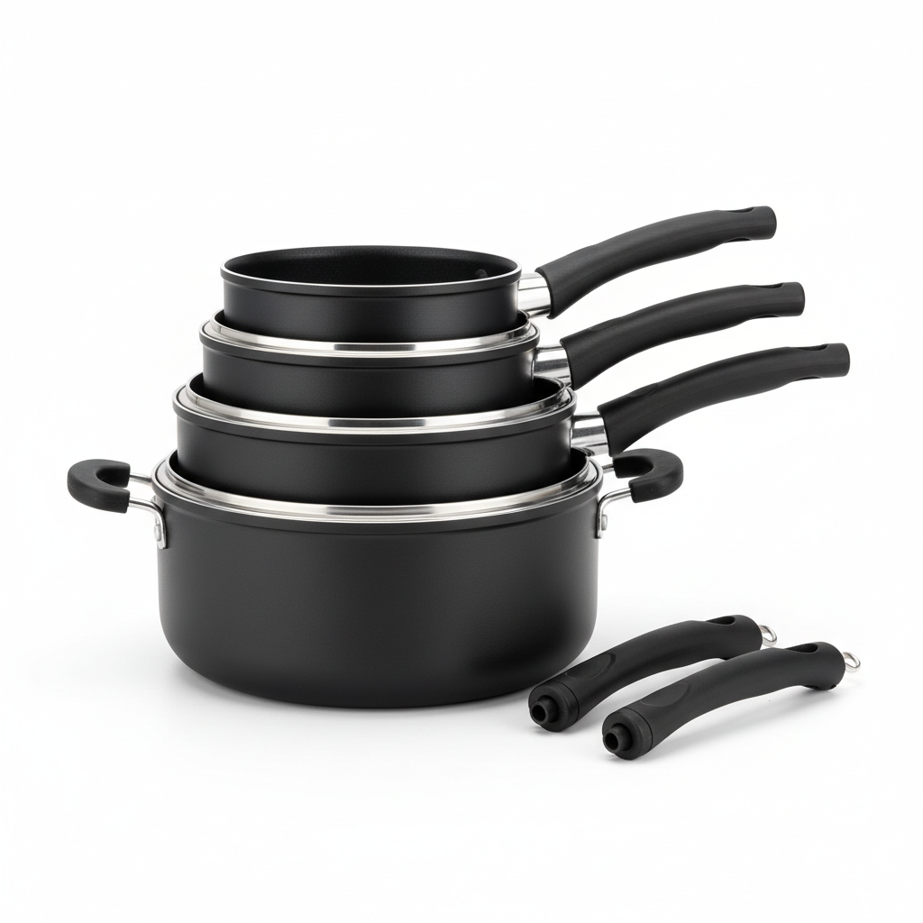 CAROTE Stackable Nonstick Cookware Set in Jet Black