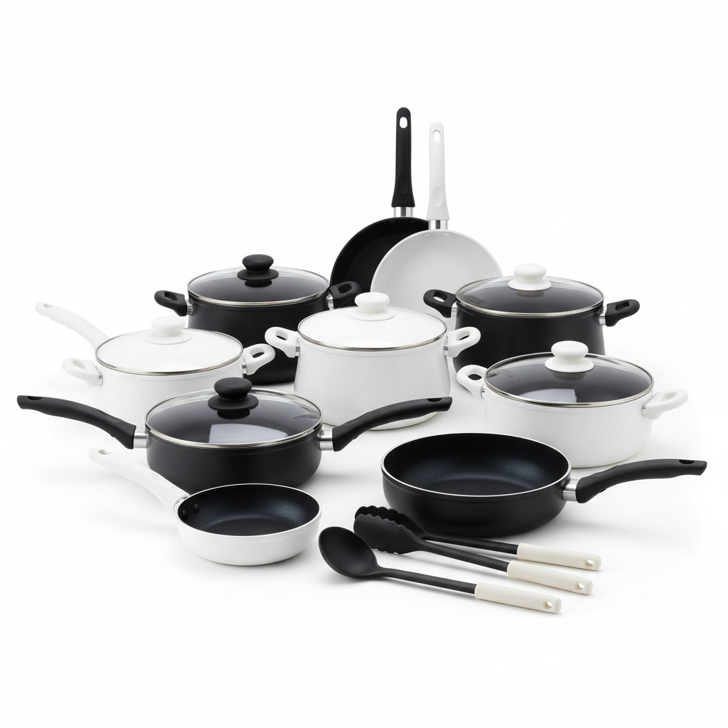 CAROTE 39pc Nonstick Bakelite Handle Cookware Set - Black & White