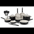 CAROTE 21pcs Ceramic Cookware Pots and Pans Set - Black & White
