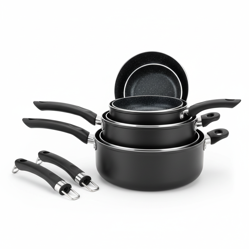CAROTE Stackable Nonstick Cookware Set in Black and Gray