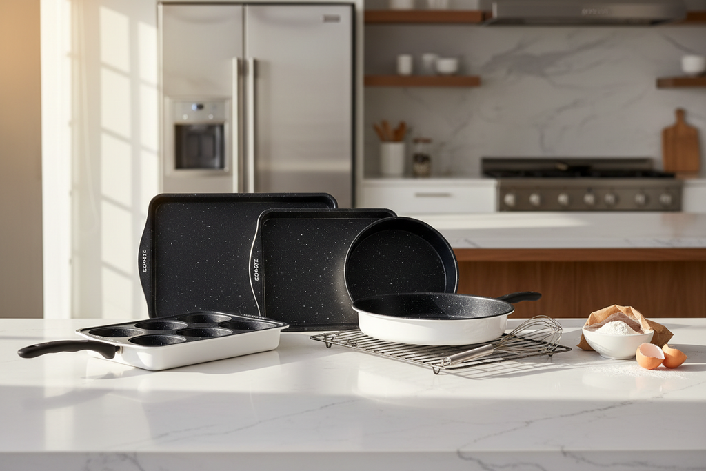 CAROTE 7pc Black & White Baking Pans Set lifestyle kitchen photo