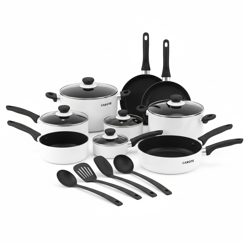 CAROTE 31pc Nonstick Bakelite Handle Cookware Set - Black & White