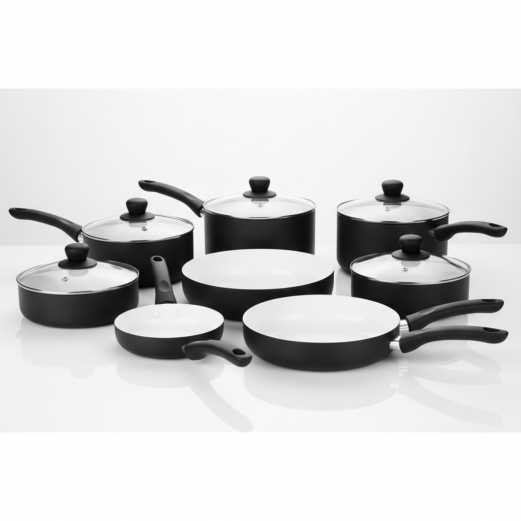 CAROTE Black & White Nonstick Cookware Set